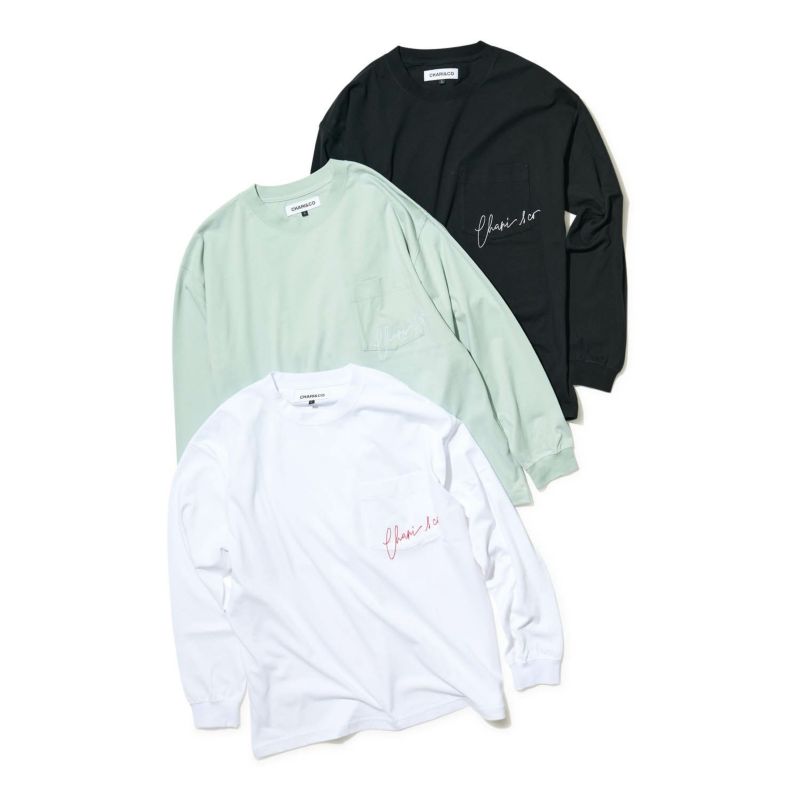 EMBROIDERY SCRIPT ON PKT L/S TEE