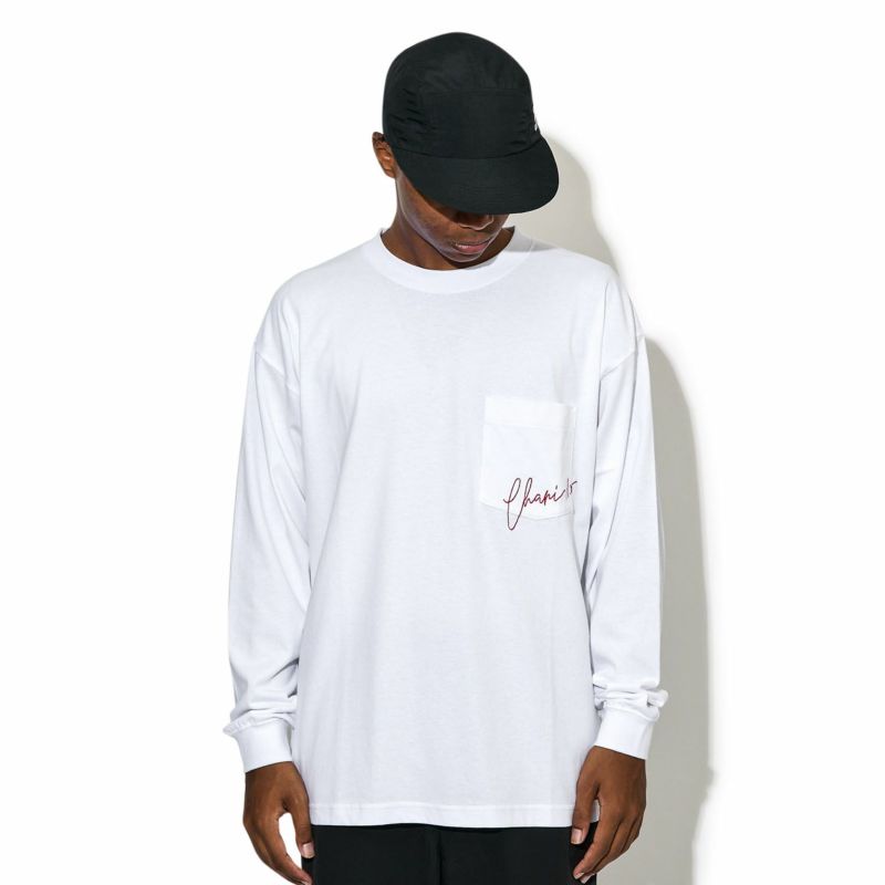 EMBROIDERY SCRIPT ON PKT L/S TEE Tシャツ 長袖 ロンT カットソー 